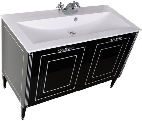 Мебель для ванной Aquanet Паола 120 черный/серебро (литьевой мрамор)