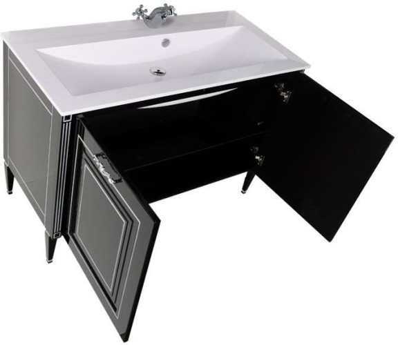 Мебель для ванной Aquanet Паола 120 черный/серебро (литьевой мрамор)