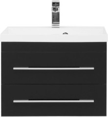 Тумба с раковиной Aquanet Верона NEW 58 черный (подвесная 2 ящика)