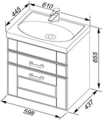 Тумба с раковиной Aquanet Рондо 60 черный антик (2 ящика)
