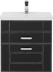 Тумба с раковиной Aquanet Рондо 60 черный антик (2 ящика)