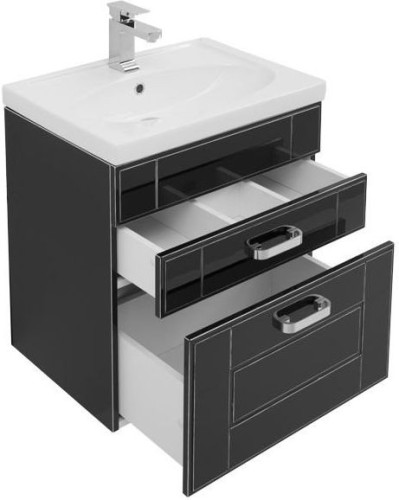 Тумба с раковиной Aquanet Рондо 60 черный антик (2 ящика)