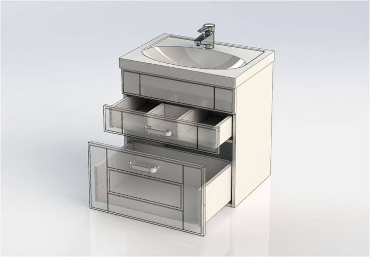 Тумба с раковиной Aquanet Рондо 60 черный антик (2 ящика)