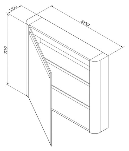 Зеркальный шкаф AM PM Sensation 80 петли справа