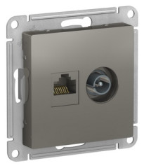Розетка двойная ТВ + компьютерная RJ45, кат. 5Е, СТАЛЬ Schneider Electric ATLASDESIGN ATN000989