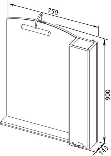 Зеркало-шкаф Aquanet Асти 75 черный (шкаф/полка)