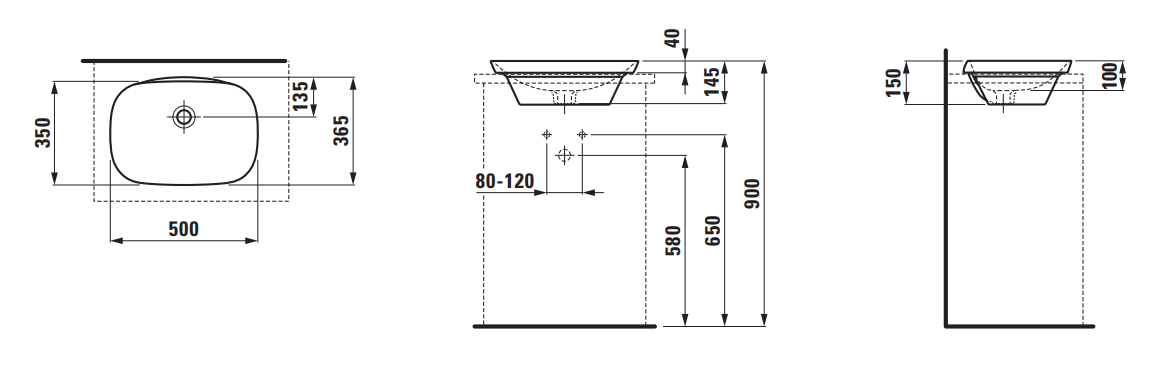 Раковина накладная Laufen 50х36.5х15, фарфор, цвет Белый (8.1730.2.000.109.1)