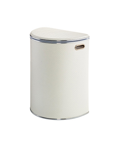 Корзина для белья  O-PWH-B-9  PUNTO белая, кант хром, полукруглая