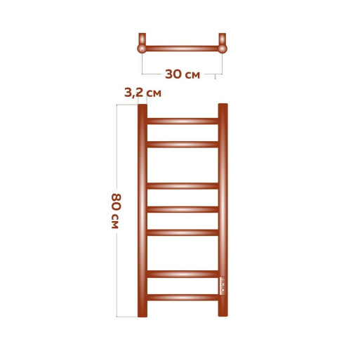 Полотенцесушитель электрический (лесенка) Bauedge Stil DB-0039, 30x80 см
