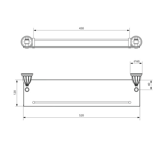 Полка стеклянная с бортиком Socotra (ST12611)
