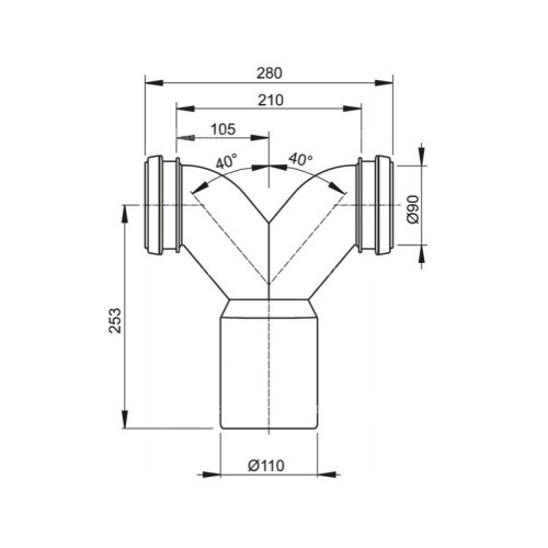 Двойное колено Alcadrain 90°, с защитными затворами