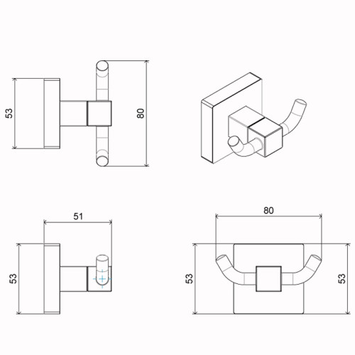 Крючок Azario RINA, Хром (AZ-87005B)