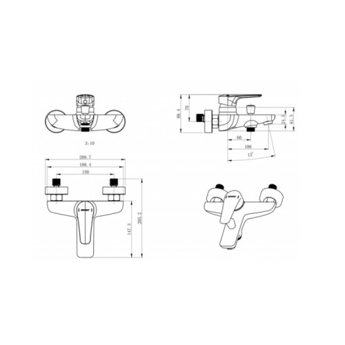 Смеситель для ванны Bravat ARDEN короткий излив, хром (F6351385CP-01-RUS)