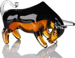 Casablanca стеклянная скульптура &quot;Бык&quot; цвет черно-янтарный