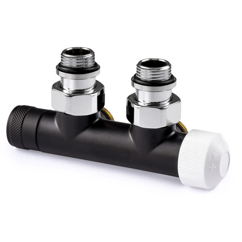 Узел нижнего подключения термостатический SR Rubinetterie угловой 1/2"х3/4"Е Чёрный матовый (правый)