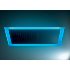 Daniel, прямоугольная потолочная душевая головка 70х47 см с 7 цветной LED подсветкой и 3 режимами: дождь, 2 каскадные струи и распыление (4 выхода), ц