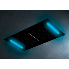 Daniel, прямоугольная потолочная душевая головка 70х47 см с 7 цветной LED подсветкой и 3 режимами: дождь, 2 каскадные струи и распыление (4 выхода), ц