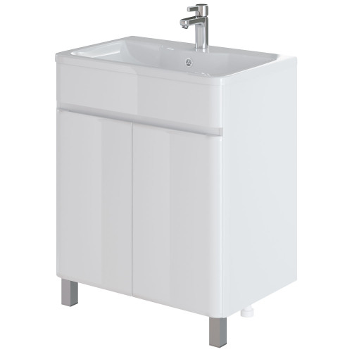 Комплект тумба напольная Итана Roberto 70 (700х453х850) с раковиной Adel 70, белый глянец (315239)