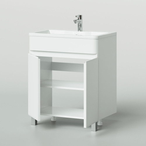 Комплект тумба напольная Итана Roberto 70 (700х453х850) с раковиной Adel 70, белый глянец (315239)