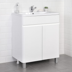 Комплект тумба напольная Итана Roberto 70 (700х453х850) с раковиной Adel 70, белый глянец (315239)