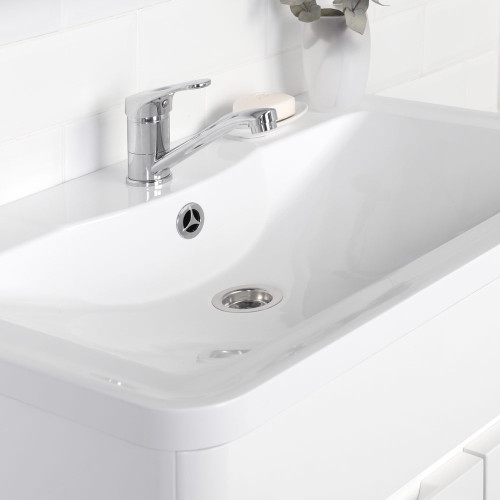 Комплект тумба напольная Итана Roberto 70 (700х453х850) с раковиной Adel 70, белый глянец (315239)