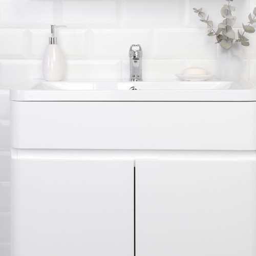 Комплект тумба напольная Итана Roberto 70 (700х453х850) с раковиной Adel 70, белый глянец (315239)