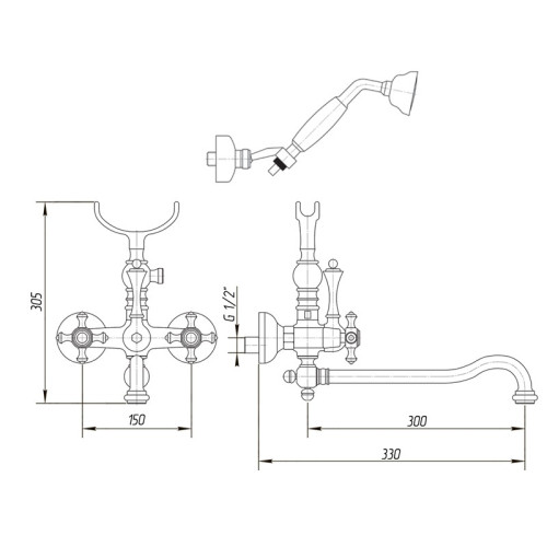Смеситель для ванны Migliore Prestige New универсальный