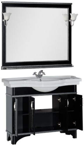 Мебель для ванной Aquanet Валенса 110 черный краколет/серебро