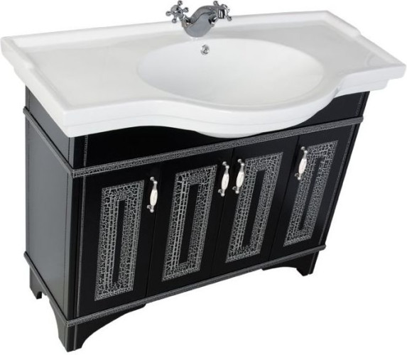 Мебель для ванной Aquanet Валенса 110 черный краколет/серебро