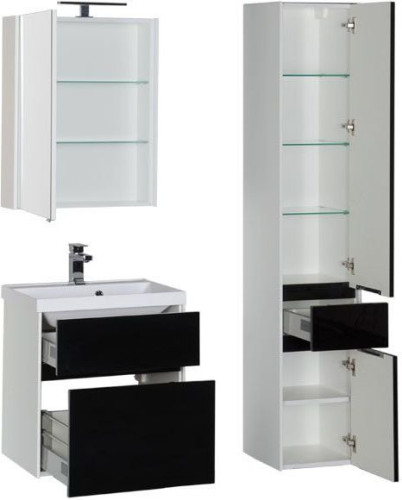 Мебель для ванной Aquanet Латина 60 черный (2 ящика)