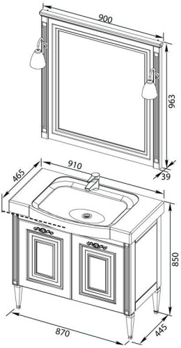 Мебель для ванной Aquanet Паола 90 белый/золото (керамика)