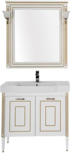 Мебель для ванной Aquanet Паола 90 белый/золото (керамика)