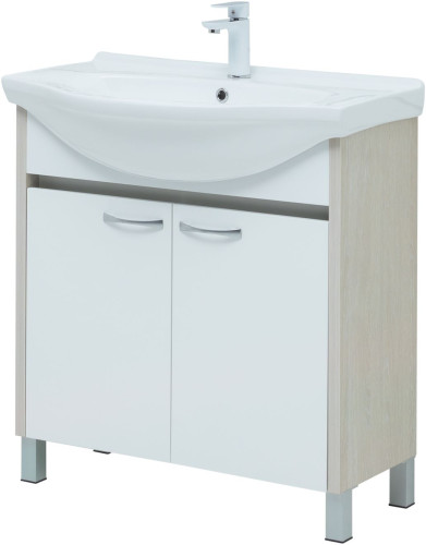Тумба с раковиной Aquanet Донна 80 белый дуб/белый (2 дверцы)