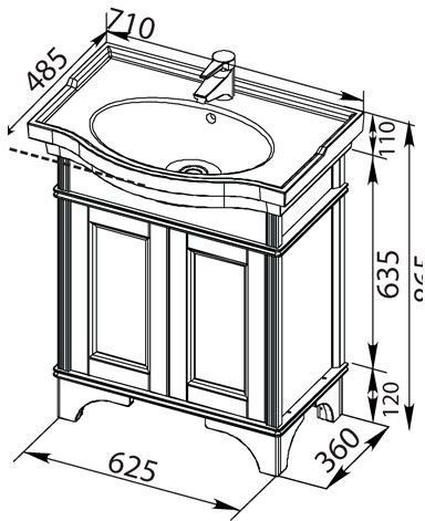 Тумба с раковиной Aquanet Николь 70 орех