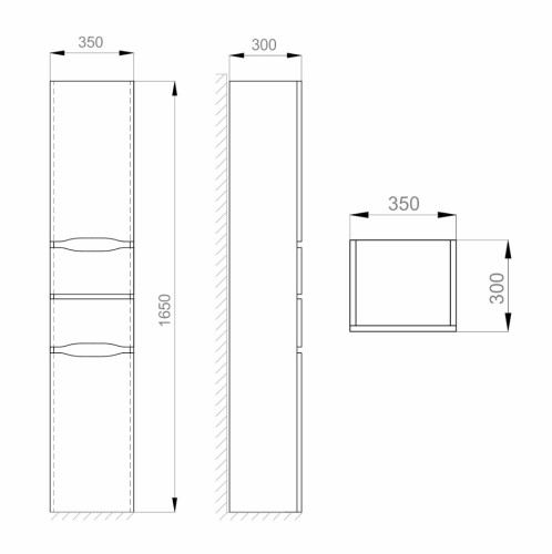 Пенал в ванную Ceruttispa подвесной Алессандрия 40 правый