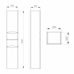 Пенал в ванную Ceruttispa подвесной Алессандрия 40 правый
