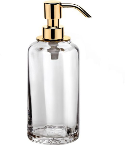 Surya Crystal, дозатор высокий 7х7хh19 см с помпой V5, прозрачное стекло, цвет золото