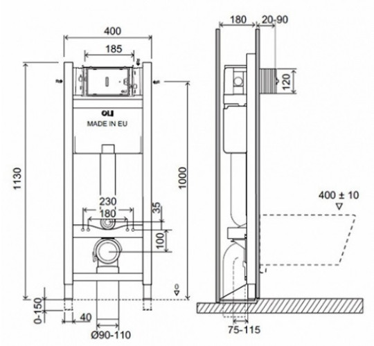 Комплект: Инсталляция Expert Total Black LE, мех. + панель слива Slim Della хр.гл. OLI (886668SDOO)