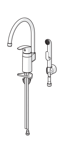 Cмеситель для умывальника Oras Safira с высоким поворотным изливом и ручным душем Bidetta (1033)