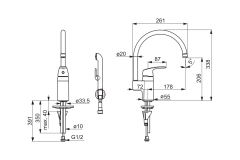 Cмеситель для умывальника Oras Safira с высоким поворотным изливом и ручным душем Bidetta (1033)