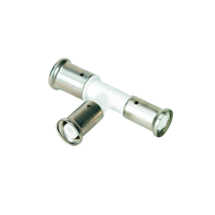 Тройник переходный уменьшенный с двух сторон, ПВДФ пресс (белый), 26x20x16, HENCO