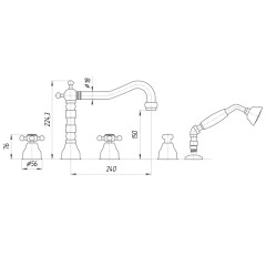 Смеситель на борт ванны Migliore Revival ML.REV-480