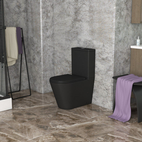 Унитаз Grossman GR-4449BMS (670*380*850) ЧЕРНЫЙ МАТОВЫЙ напольный БЕЗОБОДКОВЫЙ с тонкой крышкой