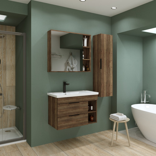 Тумба подвесная Grossman ФОРТА-80 см с 2-я ящ. темный дуб (ум.Фостер-80 Пр.)