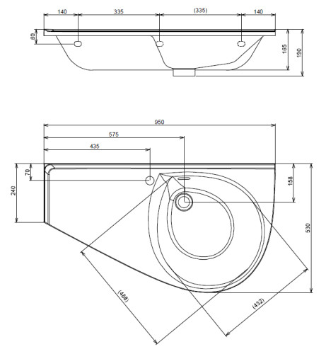Раковина подвесная Ravak Avocado 65х53х16.5 литьевой мрамор, цвет Белый (XJ9L1100000)