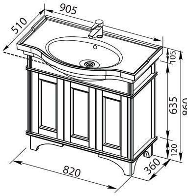 Тумба с раковиной Aquanet Николь 90 орех