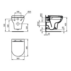 Унитаз подвесной Ideal Standard EXACTO с сиденьем с микролифтом (R002601)