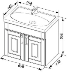Тумба с раковиной Aquanet Рондо 70 белый (2 дверцы)