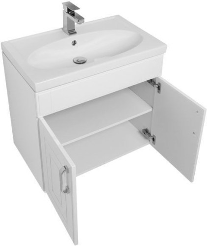 Тумба с раковиной Aquanet Рондо 70 белый (2 дверцы)