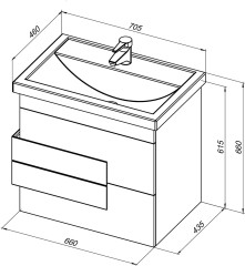 Тумба под раковину Aquanet Мадейра N 70 дуб кантри